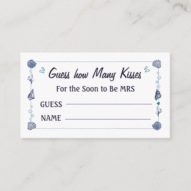 Errate wie viele Küsse Brautdusche Aquarell Begleitkarte (Vorderseite)