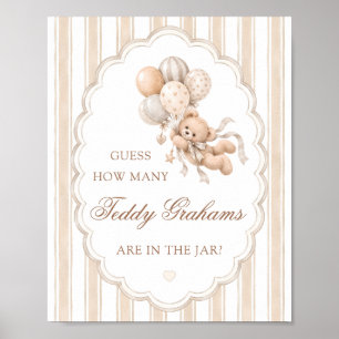 Errate wie viele Teddy Grahams Baby Shower Spiel Poster