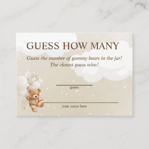 Errate wie viele Teddybär Baby Shower Karten