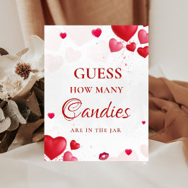 Errate, wie viele Valentins-Karamellbonbons Brautp Sockelschild