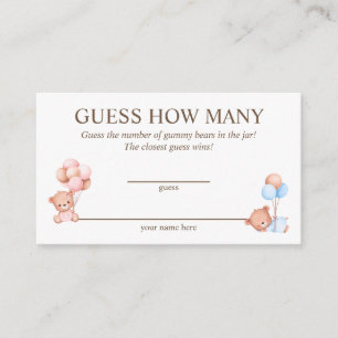 Errate wie viele Zwillinge Baby Shower Spielkarte Begleitkarte