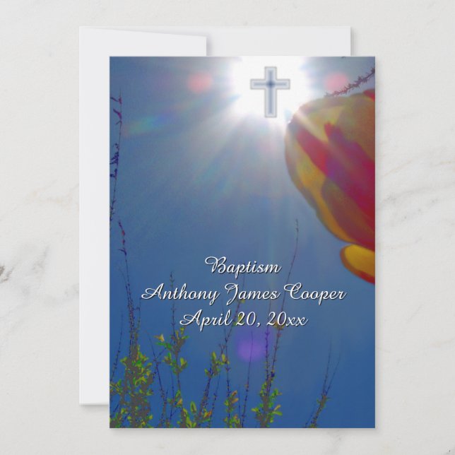 Erreichbarkeit für Sky BABY BOY BAPTISM CHRISTENIN Einladung (Vorderseite)