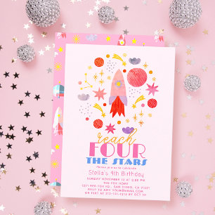 Erreichbarkeit Vier der Sterne Pink Space Girl Geb Einladung
