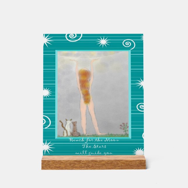 Erreichbarkeit zum Mond: die Sterne werden Sie füh Acrylschild (Vorderseite)