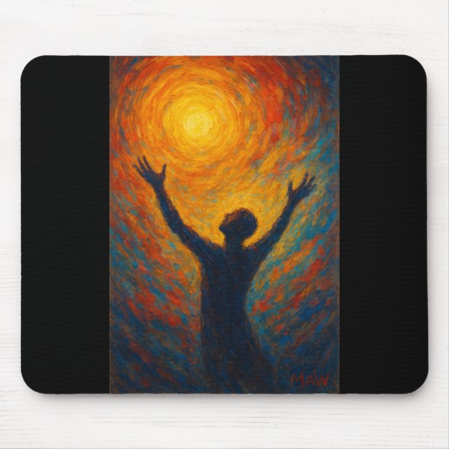 „Erreichen des Lichts — Abstrakte Ölsilhouette“ Mousepad (Vorne)