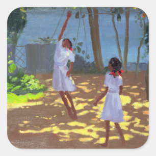 Erreichen für Orangen Bentota Sri Lanka 1998 Quadratischer Aufkleber