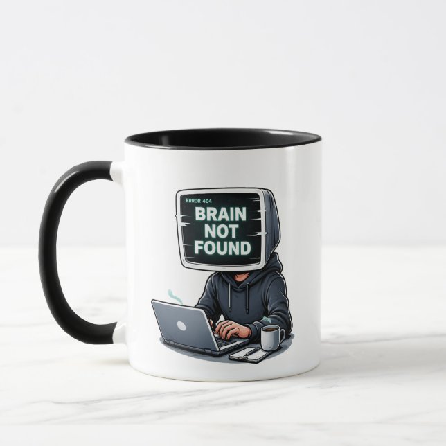 Error 404 Brain Not Found Funny Design – Programme Tasse (Links)