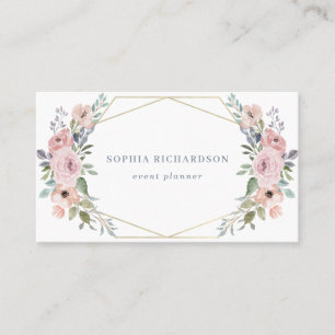 Erröten Aquarell-geometrische Blumen des Rosa-  Visitenkarte