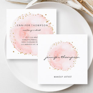 Erröten Aquarell-Kreis-Goldpunkte Quadratische Visitenkarte