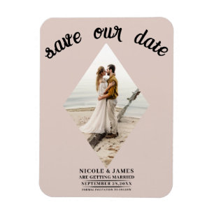 Erröten Bisque Diamant Foto Hochzeit Termin merken Magnet
