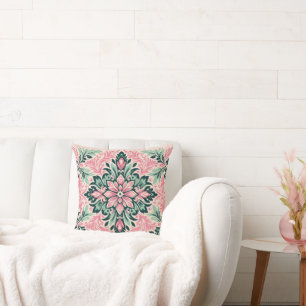 Erröten & Blühen: Rosa und Mint Damast-Kissen Kissen
