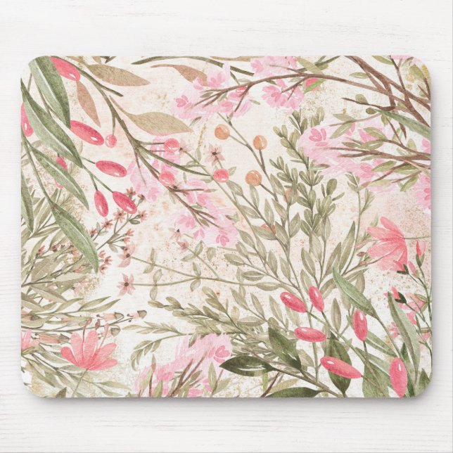Erröten das rosa korallenrote Blumen Mousepad (Vorne)
