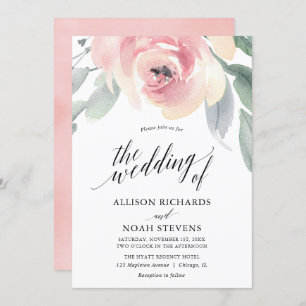 Erröten elegante Hochzeit des grauen Einladung