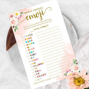 Erröten Floral Gold Brautparty Emoji Pictionary Flyer