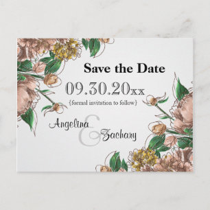 Erröten Floral Heiratet das Datum Hochzeit Postkar Ankündigungspostkarte