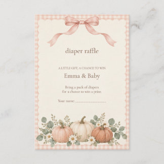 Erröten Gingham-Kürbis-Windel-Raffle-Baby-Party Begleitkarte