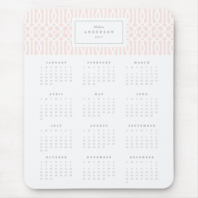 Erröten Gitter-jährlicher Kalender Mousepad (Vorne)