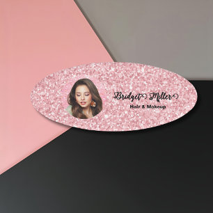 Erröten Glitter-Frisörsalon elegante Skript-Foto Namenschild