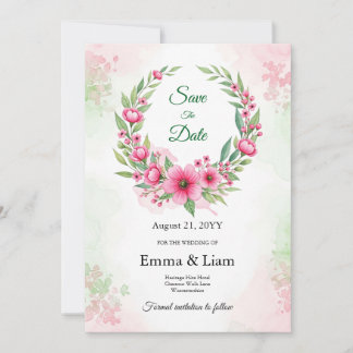 Erröten Gold Grünzeug Rosa Botanischer Kranz Save The Date
