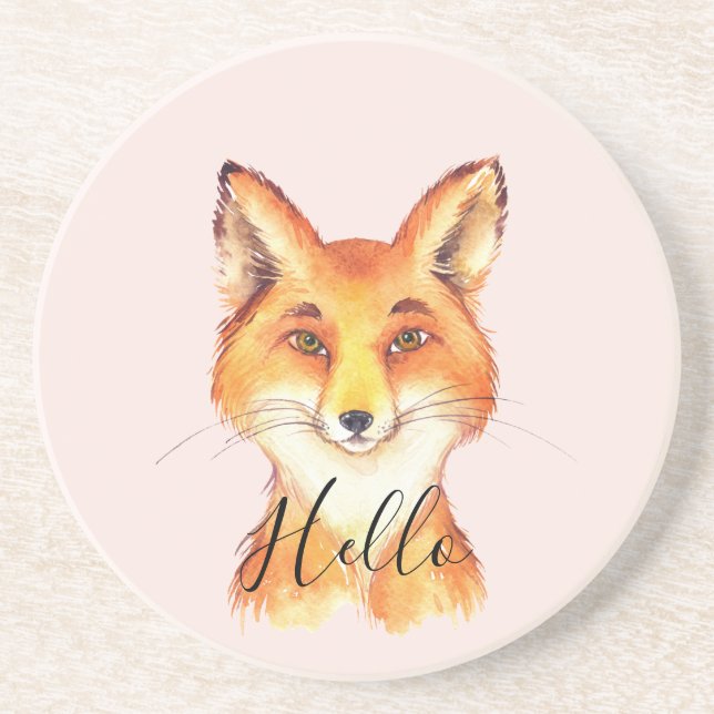Erröten Hallo Fuchs Getränkeuntersetzer (Vorne)