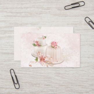 Erröten Hochzeits-Kuchen mit Rosen, Bäckerei Visitenkarte