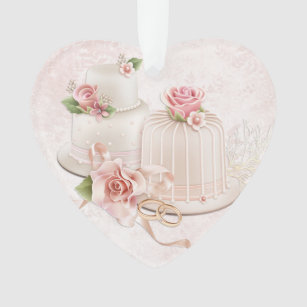 Erröten Hochzeits-Kuchen mit Rosen, Brautparty Ornament