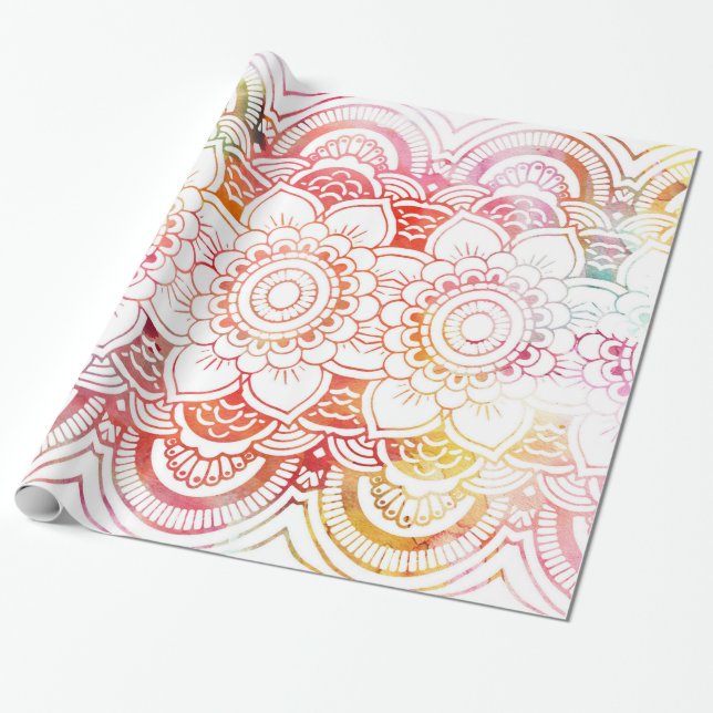 Erröten moderne BlumenMandala des rosa Geschenkpapier (Ungerollt)