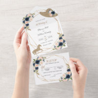 Erröten & Navy Kentucky Derby Hochzeitseinladungen