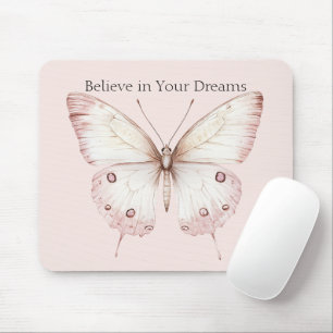Erröten Pink Pfirsich Schmetterling Glaub an Träum Mousepad