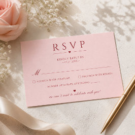 Erröten Pink und Rot Minimalistische Hochzeits-RSV RSVP Karte