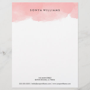 Erröten rosa Aquarell-Büro-Briefkopf Briefbogen