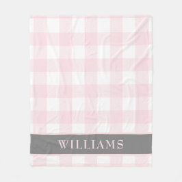 Erröten rosa Büffel-Karo-Familien-Monogramm Fleecedecke
