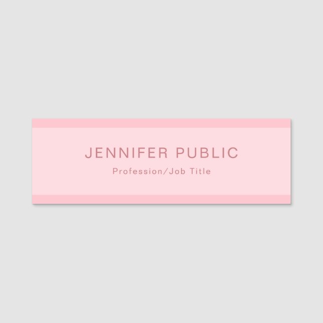 Erröten rosa einfache moderne elegante kreative namensschild (Vorderseite)