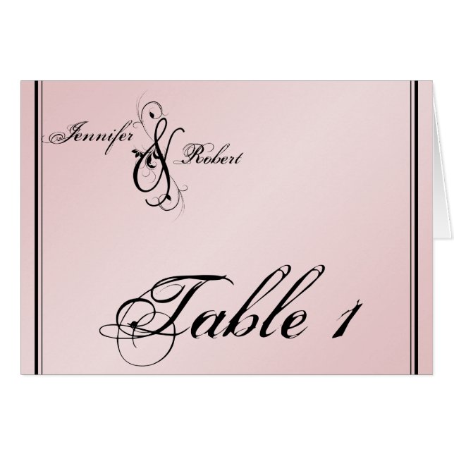 Erröten rosa Eleganz-Wedding Tischnummer (Vorderseite (Horizontal))