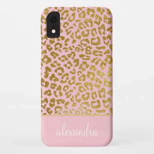 Erröten Rosa - Goldfolien-Gepard-Druck-Monogramm Case-Mate iPhone Hülle