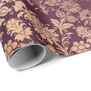 Erröten rosa Rosen-Goldblumenpulver Geschenkpapier