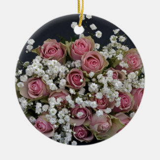 Erröten rosa Rosen und Gipskraut Keramik Ornament