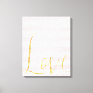 Erröten rosa Streifen-GoldLiebe Leinwanddruck