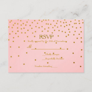 Erröten Rosa u. Goldfolieconfetti-Hochzeit UAWG RSVP Karte