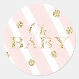 Erröten Rosa und Baby der GoldBabyparty-| oh Runder Aufkleber