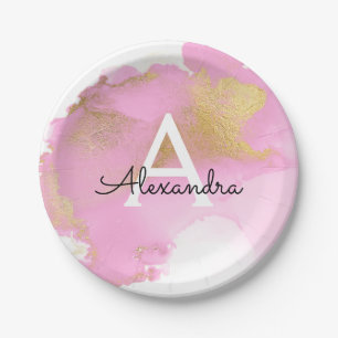 Erröten Rosa und die Girly Goldfolien-Wäsche Pappteller