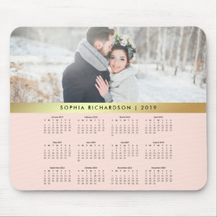 Erröten Rosa und Imitat-GoldFoto-Kalender 2019 Mousepad
