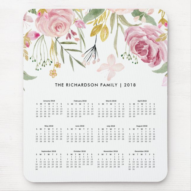Erröten Rosa und Kalender 2018 der Mousepad (Vorne)
