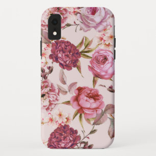Erröten rosa und roter Watercolor-BlumenRosen Case-Mate iPhone Hülle