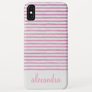 Erröten Rosa - weiße Girly Aquarell-Streifen Case-Mate iPhone Hülle