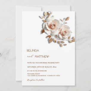 Erröten  Roségold 3D Blumen Einfach Einladung