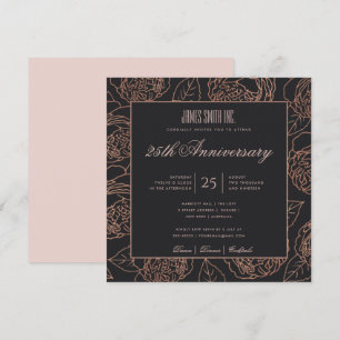 ERRÖTEN ROSÉGOLD SCHWARZ BLUMEN KORPORATIVE PARTY EINLADUNG