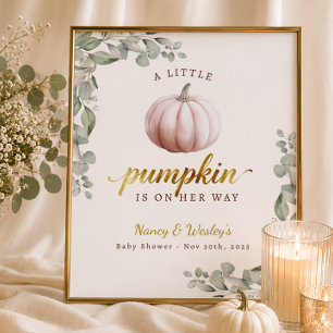 Erröten Sie das Little Pumpkin Baby Shower Willkom Poster