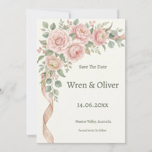 Erröten Sie die Save-the-Date-Karte mit Rosengrün Save The Date