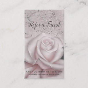 Erröten Sie die Weiße Rose Glam Moderne Marmor Emp Empfehlungskarte